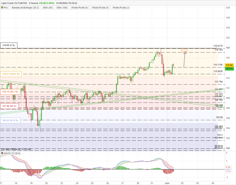 WTI CRUDE OIL - 2H